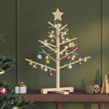 Wooden Christmas Tree with Stand Natural 75 cm Solid pine wood