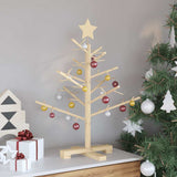 Wooden Christmas Tree with Stand Natural 75 cm Solid pine wood - Top-Down View
