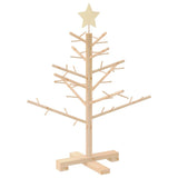 Wooden Christmas Tree with Stand Natural 75 cm Solid pine wood - Front View
