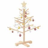 Wooden Christmas Tree with Stand Natural 75 cm Solid pine wood - Side View