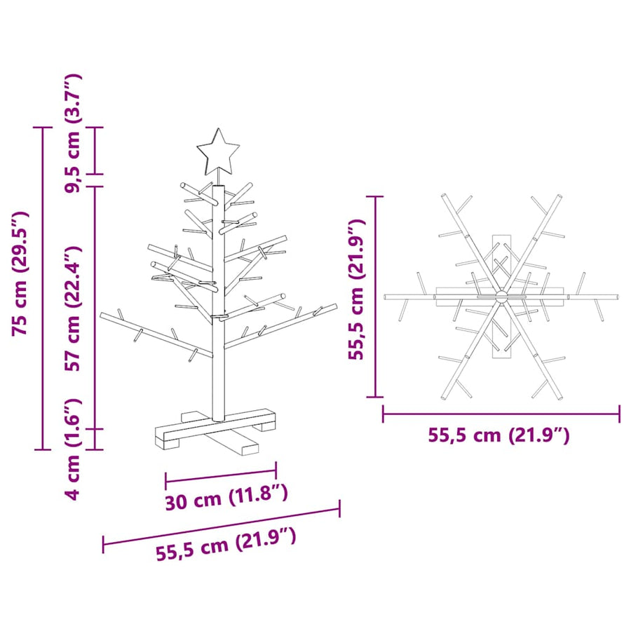 Wooden Christmas Tree with Stand Natural 75 cm Solid pine wood