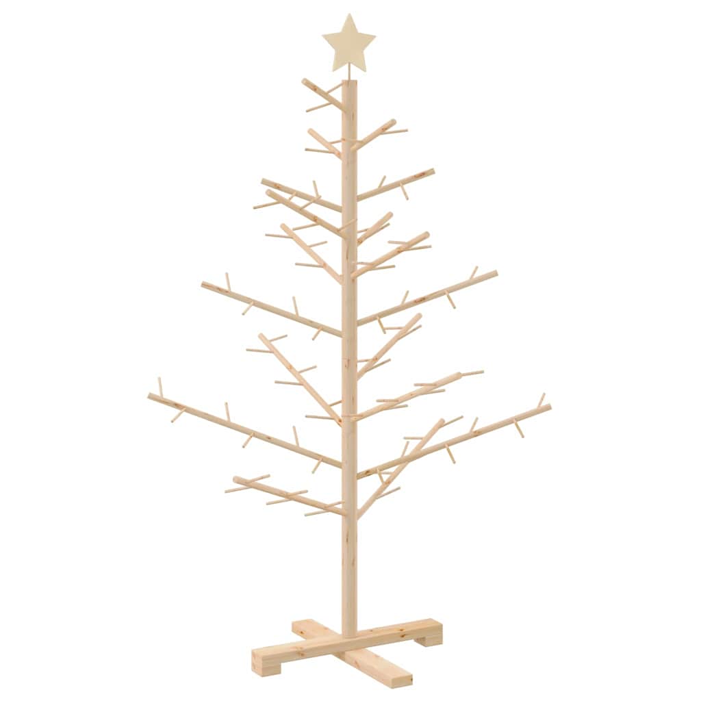 Wooden Christmas Tree with Stand Natural 125 cm Solid pine wood