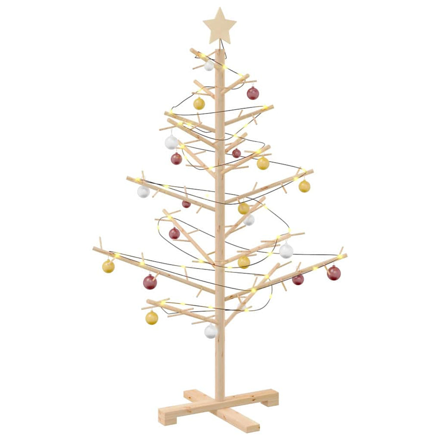 Wooden Christmas Tree with Stand Natural 125 cm Solid pine wood