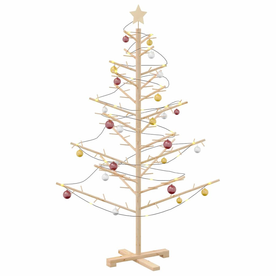 Wooden Christmas Tree with Stand Natural 150 cm Solid pine wood
