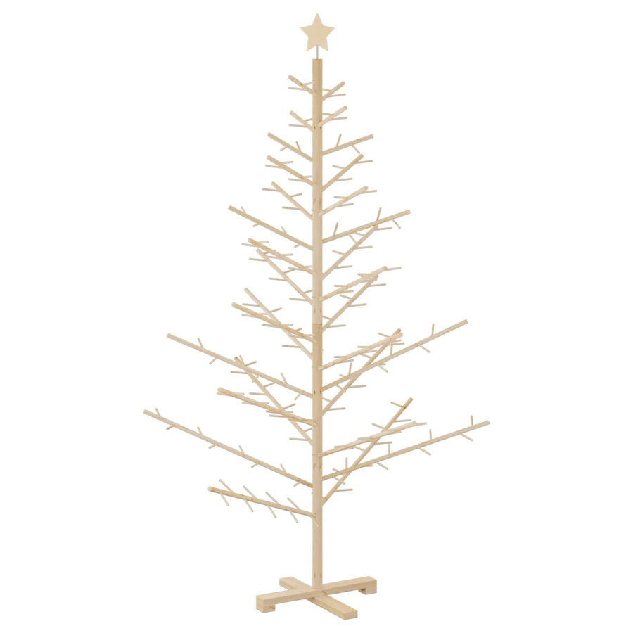 Wooden Christmas Tree with Stand Natural 180 cm Solid pine wood