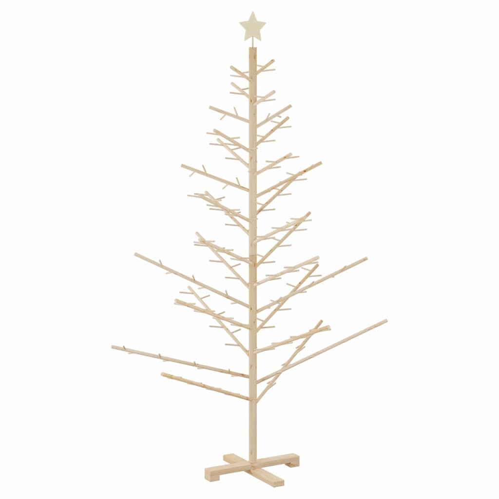 Wooden Christmas Tree with Stand Natural 180 cm Solid pine wood