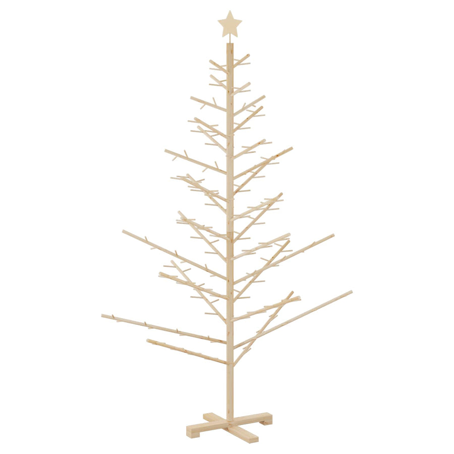 Wooden Christmas Tree with Stand Natural 180 cm Solid pine wood