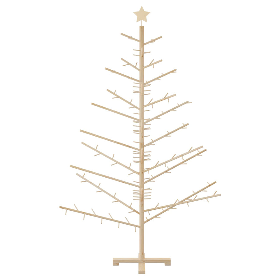 Wooden Christmas Tree with Stand Natural 180 cm Solid pine wood