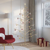 Wooden Christmas Tree with Stand Natural 210 cm Solid pine wood - Top-Down View