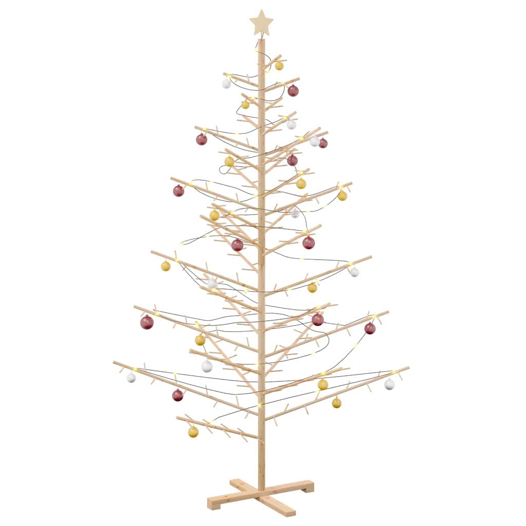 Wooden Christmas Tree with Stand Natural 210 cm Solid pine wood