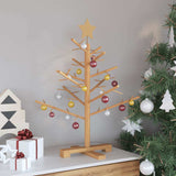 Wooden Christmas Tree with Stand Brown 75 cm Solid pine wood - Top-Down View