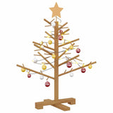 Wooden Christmas Tree with Stand Brown 75 cm Solid pine wood - Side View