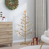Wooden Christmas Tree with Stand Brown 125 cm Solid pine wood - Top-Down View
