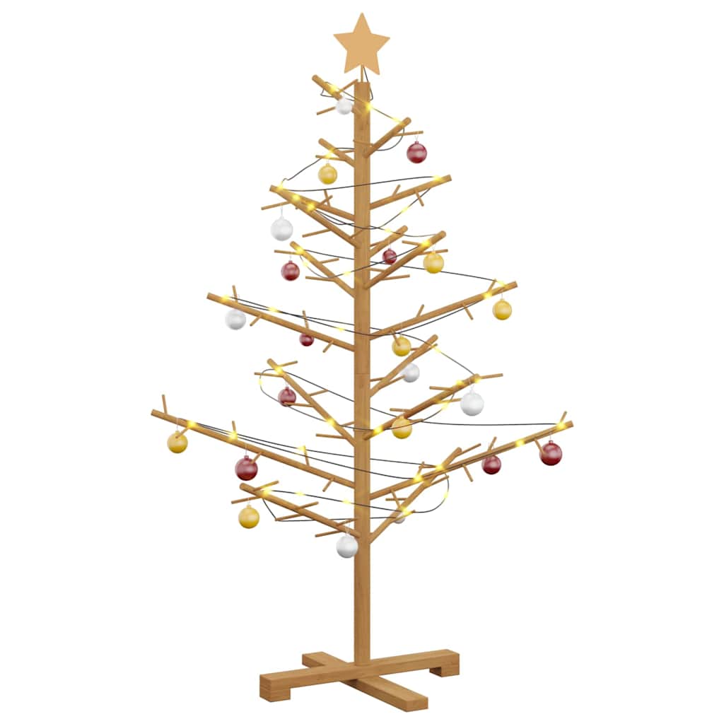 Wooden Christmas Tree with Stand Brown 125 cm Solid pine wood
