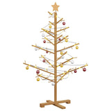 Wooden Christmas Tree with Stand Brown 125 cm Solid pine wood - Side View