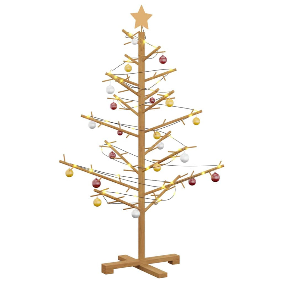 Wooden Christmas Tree with Stand Brown 125 cm Solid pine wood