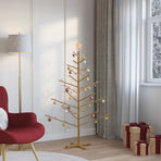 Wooden Christmas Tree with Stand Brown 150 cm Solid pine wood