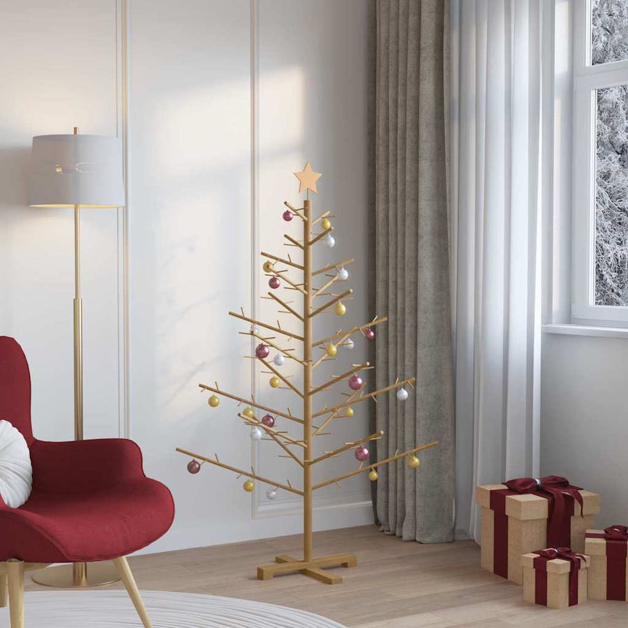 Wooden Christmas Tree with Stand Brown 150 cm Solid pine wood