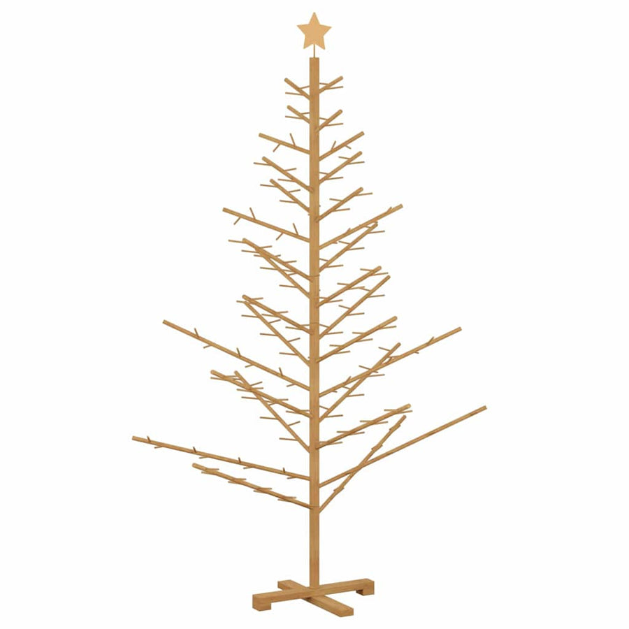 Wooden Christmas Tree with Stand Brown 180 cm Solid pine wood