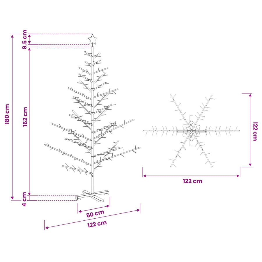 Wooden Christmas Tree with Stand Brown 180 cm Solid pine wood