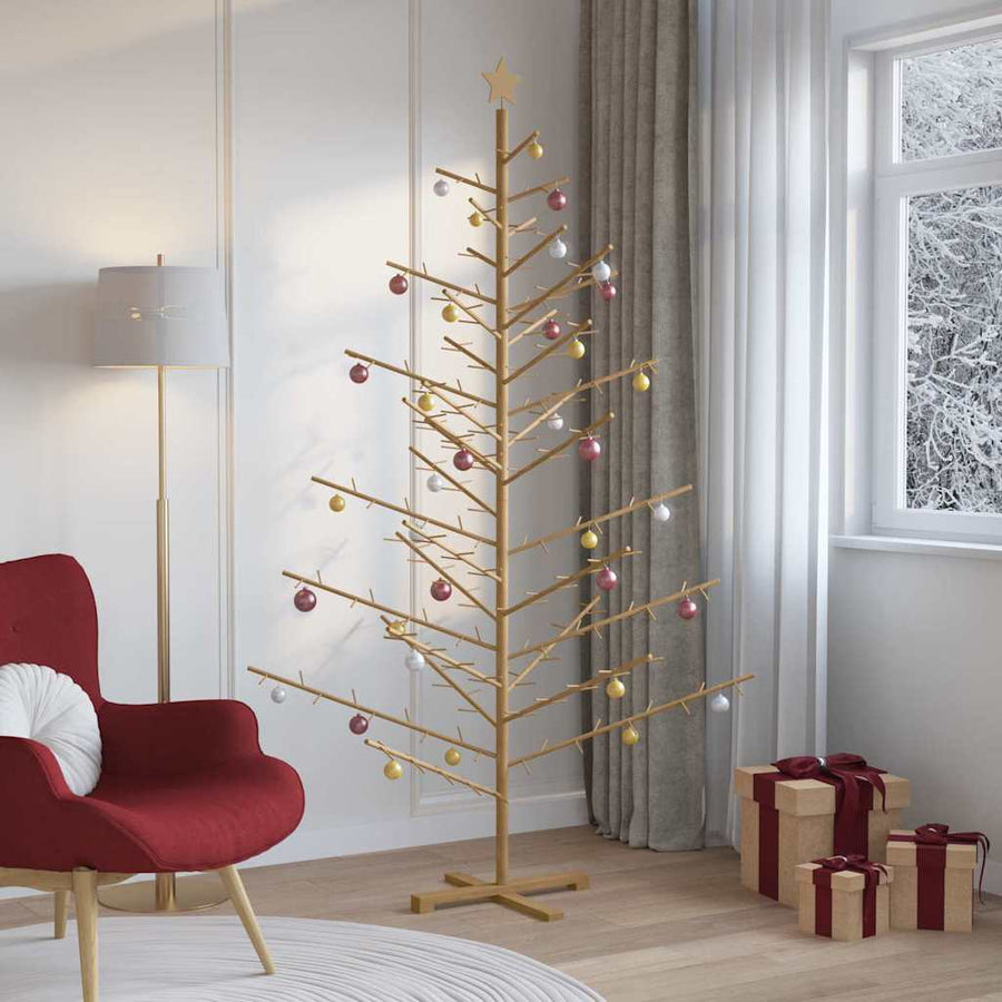 Wooden Christmas Tree with Stand Brown 210 cm Solid pine wood