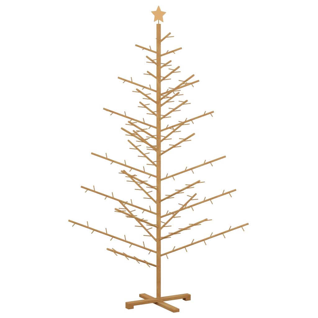 Wooden Christmas Tree with Stand Brown 210 cm Solid pine wood