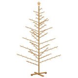 Wooden Christmas Tree with Stand Brown 210 cm Solid pine wood - Front View