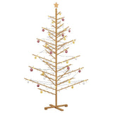 Wooden Christmas Tree with Stand Brown 210 cm Solid pine wood - Side View