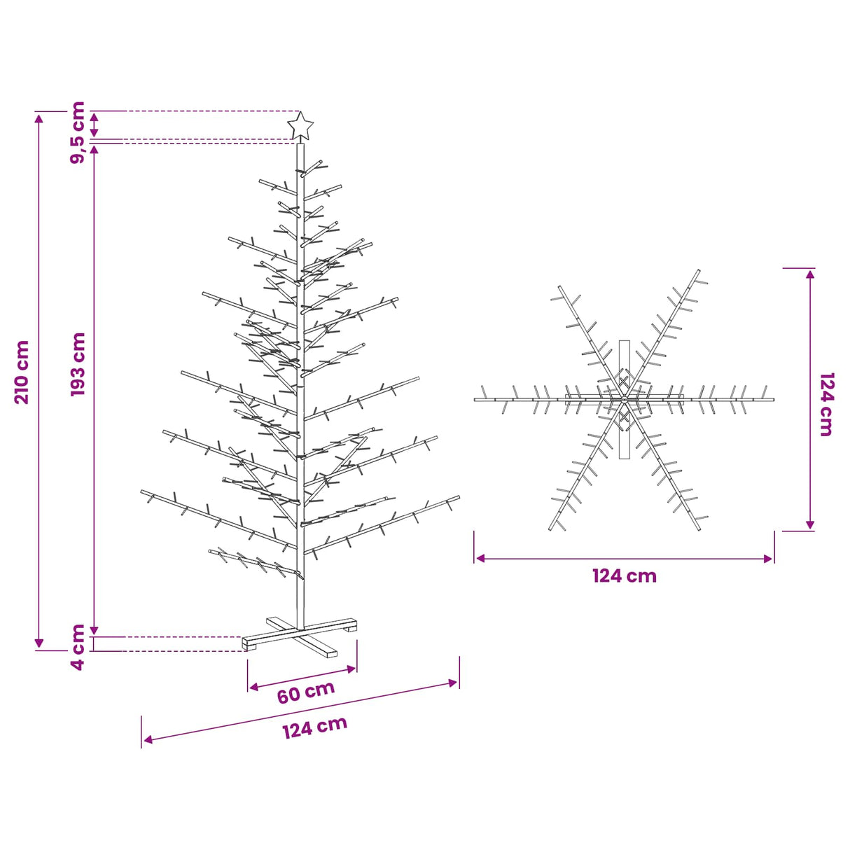 Wooden Christmas Tree with Stand Brown 210 cm Solid pine wood