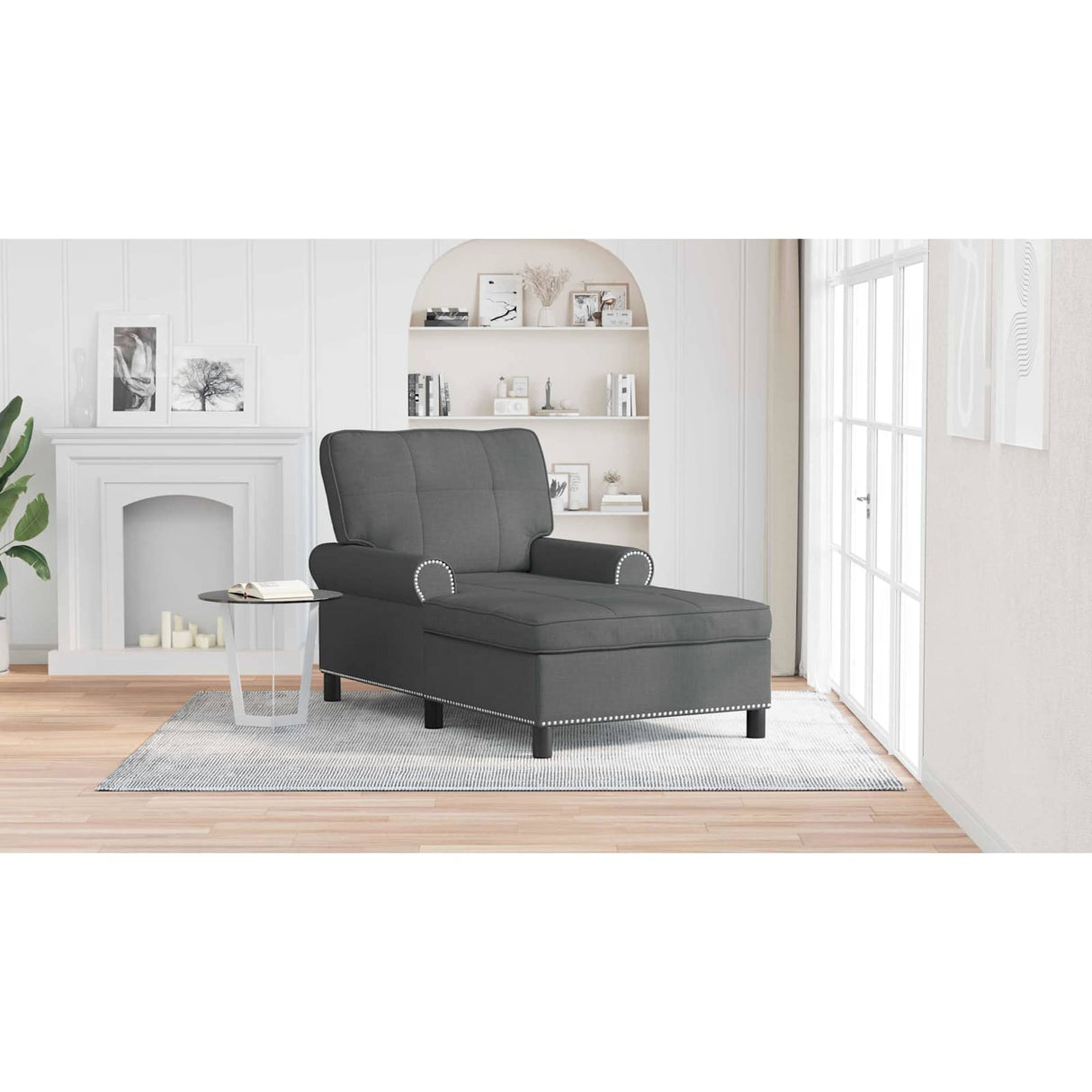 Lounge Chair with Cushion Dark Grey 91 x 157 x 91 cm Fabric