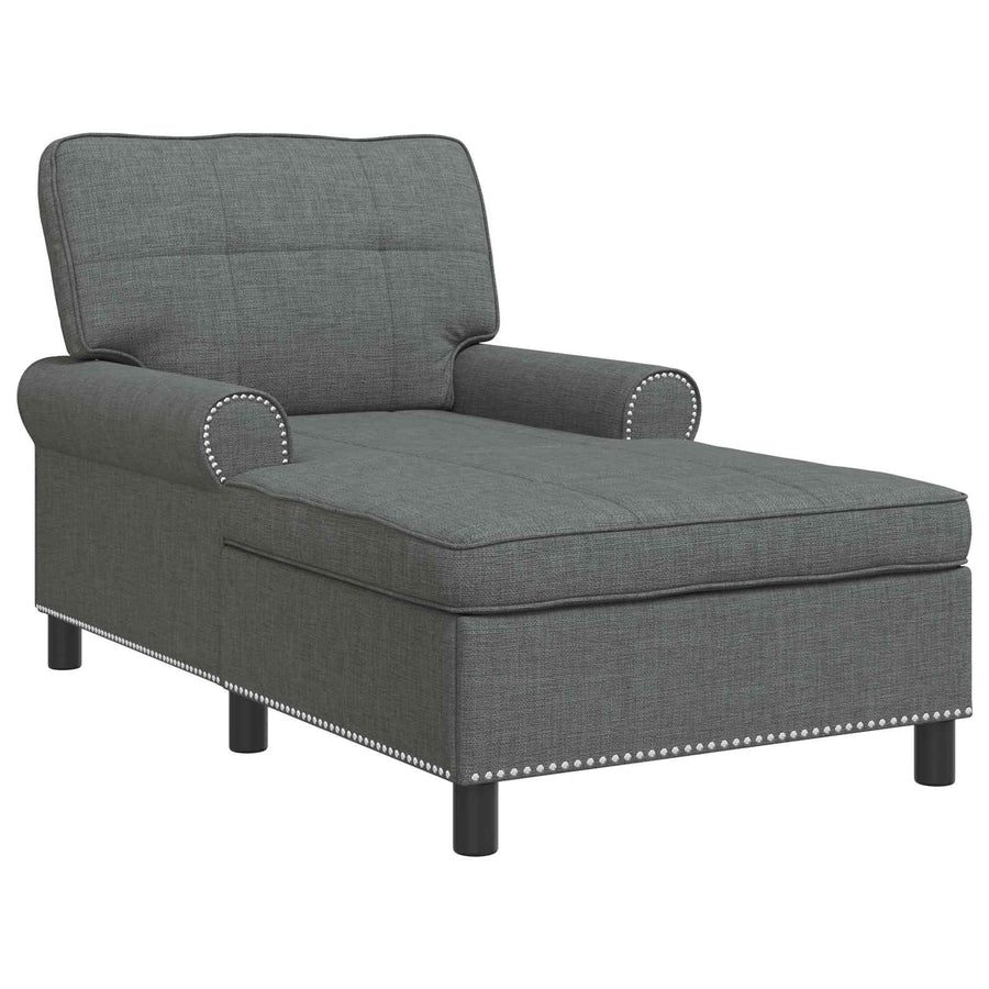 Lounge Chair Dark Grey Fabric 91 x 157 x 91 cm