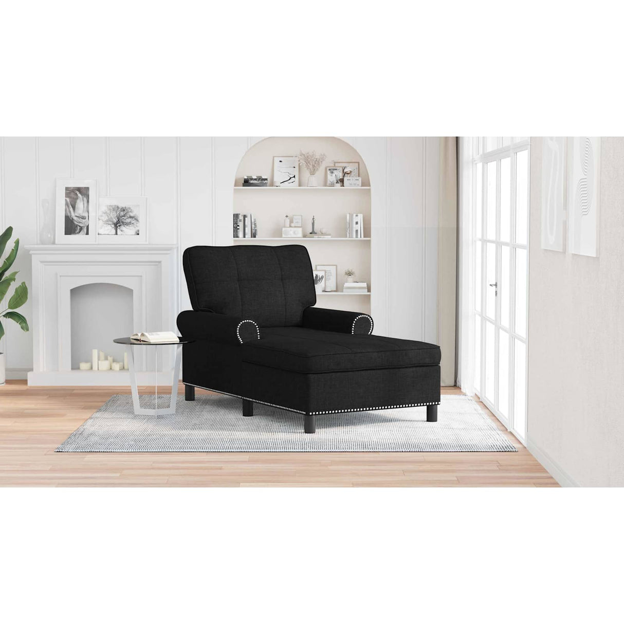 Lounge Chair with Cushion Black 91 x 157 x 91 cm Fabric