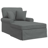 Chaise Lounge with Skirt with Cushion 3 pcs Dark Grey Fabric