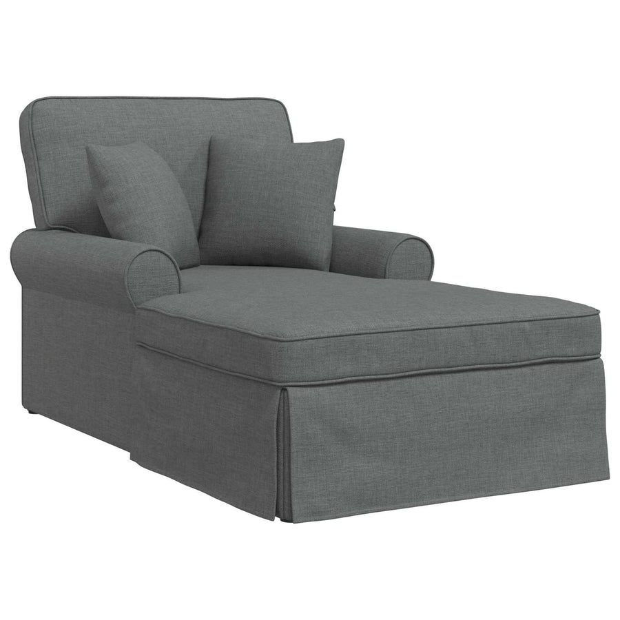 Chaise Lounge with Skirt 3 pcs Dark Grey Fabric
