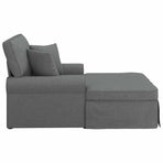Chaise Lounge with Skirt 3 pcs Dark Grey Fabric