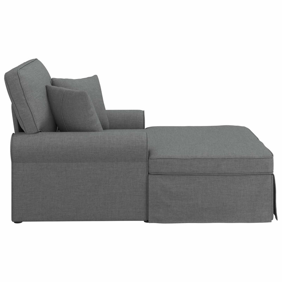 Chaise Lounge with Skirt 3 pcs Dark Grey Fabric