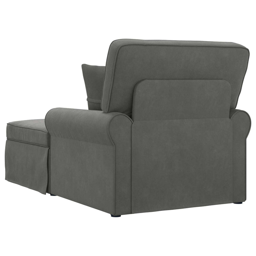 Chaise Lounge with Skirt 3 pcs Dark Grey Corduroy Fabric