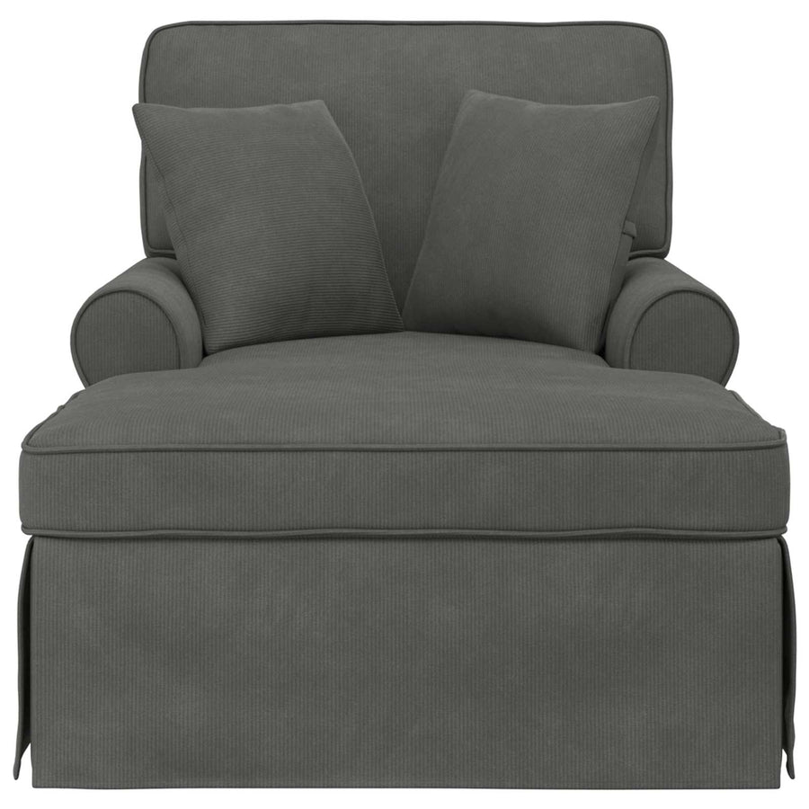 Chaise Lounge with Skirt 3 pcs Dark Grey Corduroy Fabric