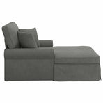 Chaise Lounge with Skirt 3 pcs Dark Grey Corduroy Fabric