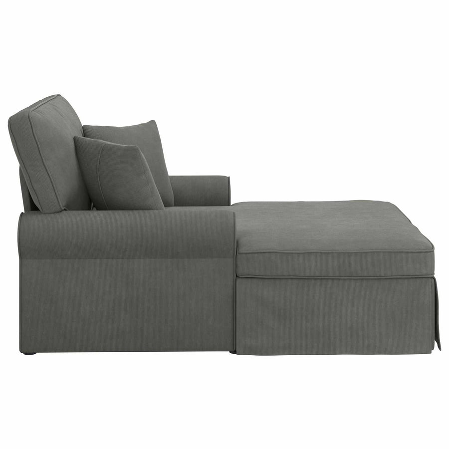 Chaise Lounge with Skirt 3 pcs Dark Grey Corduroy Fabric