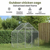 Chicken Cage Silver 170 x 100 x 177 cm Galvanised Steel - Rear View