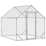 Chicken Cage Silver 200x170x177cm Galvanised Steel - Front View