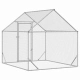 Chicken Cage Silver 200x170x177cm Galvanised Steel - Rear View