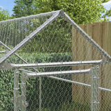 Chicken Cage Silver 400x170x177cm Galvanised Steel - Side View