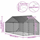 Chicken Cage Silver 400x170x177cm Galvanised Steel - Extra Image