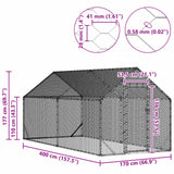 Chicken Cage Silver 400 x 170 x 177 cm Galvanised Steel - Extra Image