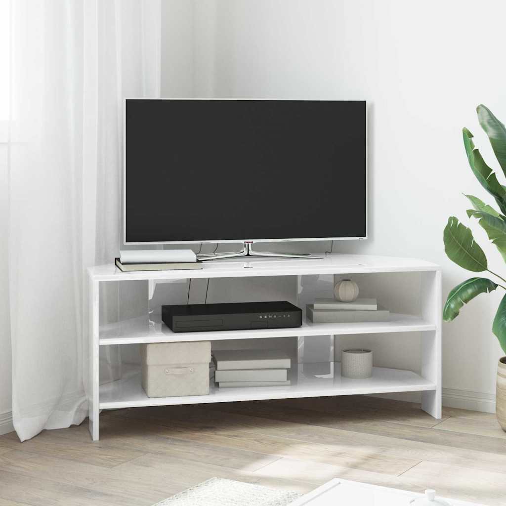 CornerTVCabinet High gloss White 102x40,5x45cm Engineered Wood