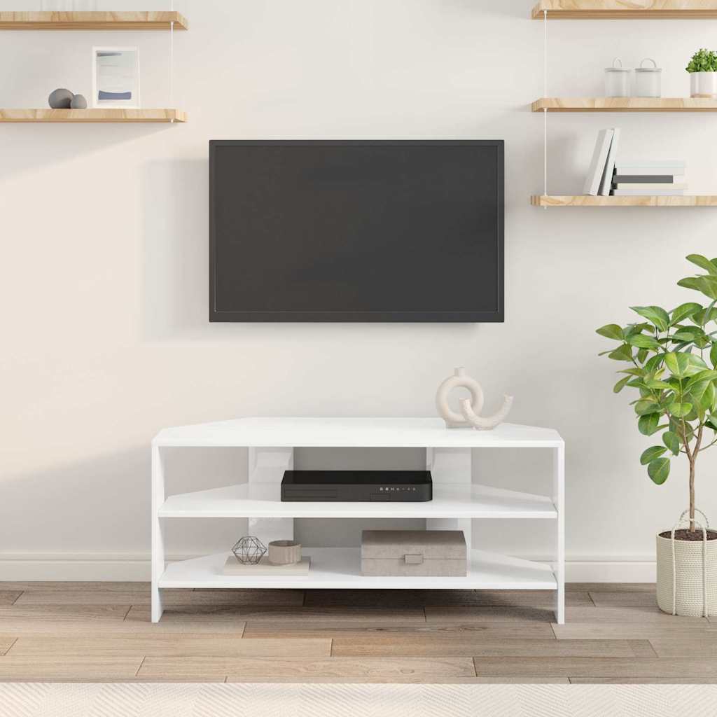 CornerTVCabinet High gloss White 102x40,5x45cm Engineered Wood