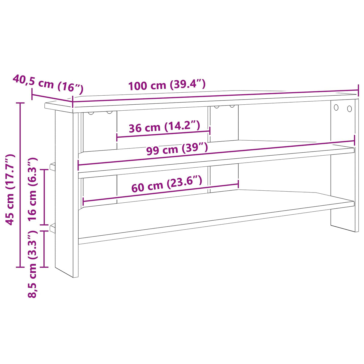 CornerTVCabinet 100 x 40.5 x 45 cm High gloss White