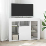 Corner LED TV Cabinet 100x40x68cm White Engineered Wood